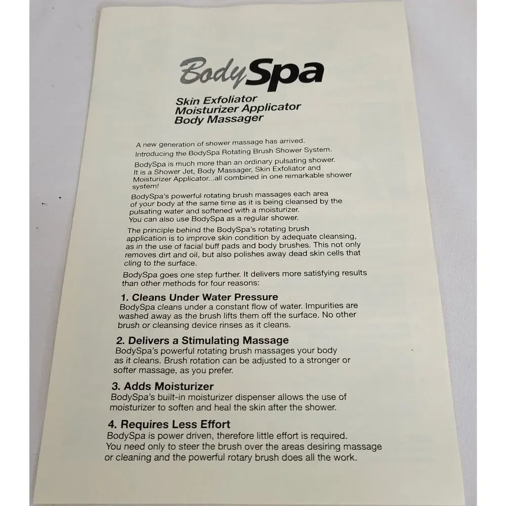 Vintage BodySpa Vortex Interlink Shower System Exfoliate Massage Moisturize NOS